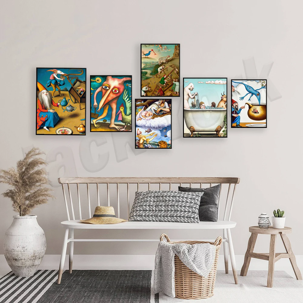 Hieronymus Bosch Surreal Artwork Posters Prints The Garden of Earthly Delight Canvas Art Wall Painting Picture Bedroom Decor