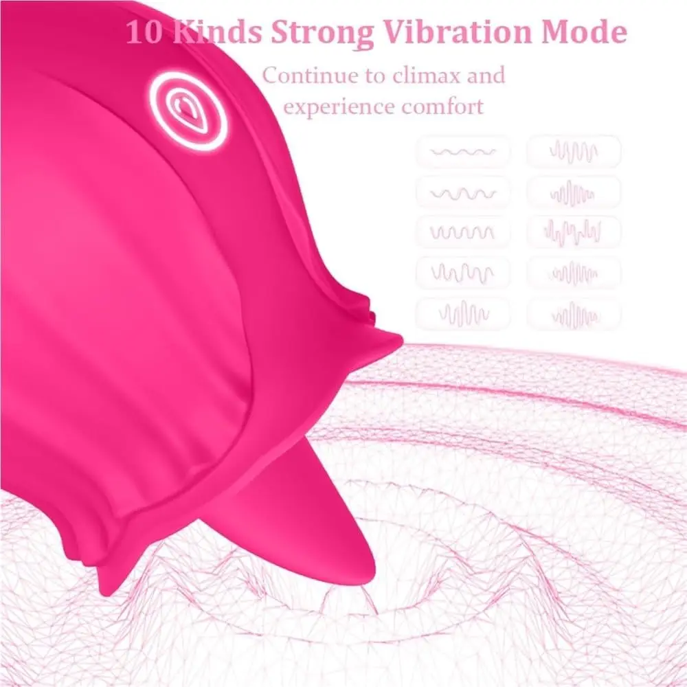 Rose Shape Tongue Vibrator for Women, G-Spot Clitoral Massager, Rechargeable Adult Sex Toy for Her, Couples Pleasure Toy Gift view 2