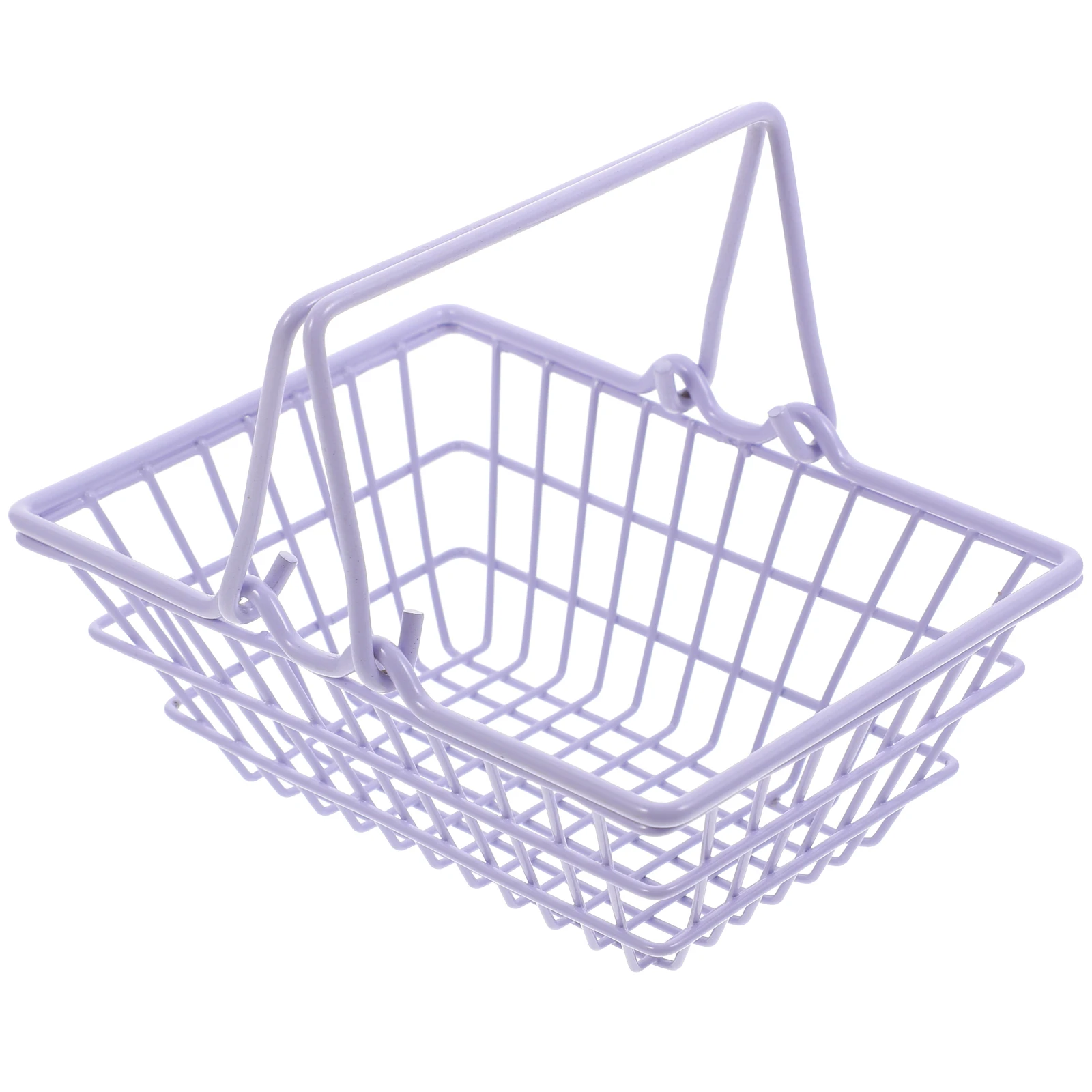 

1pc Mini Shopping Basket Metal Storage Container Lightweight Portable Household Iron Desktop Small Items Organizer