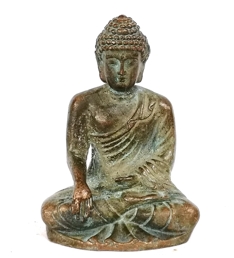 1919 Antique art Size 2.4 Inch Old Chinese Bronze Carving Buddhism Buddha Figurine Statue Home Pray Decoration Collection