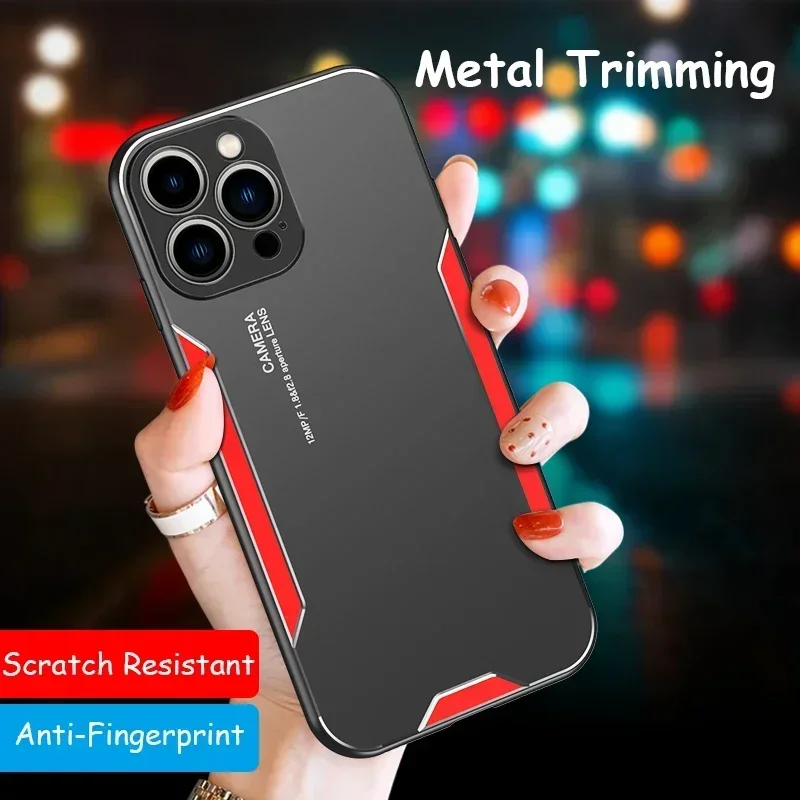 

Матовый чехол для телефона из алюминиевого сплава для iPhone 17, 16, 15, 14, 13, 12, 11 Pro XS Max XR X 8 7 Plus, мягкая рамка из ТПУ, чехол