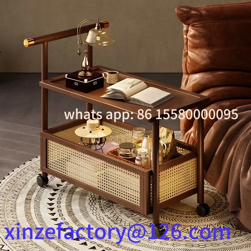 

Customizable Sofa side table, antique style tea , mobile tea , small push , solid wood tea cart
