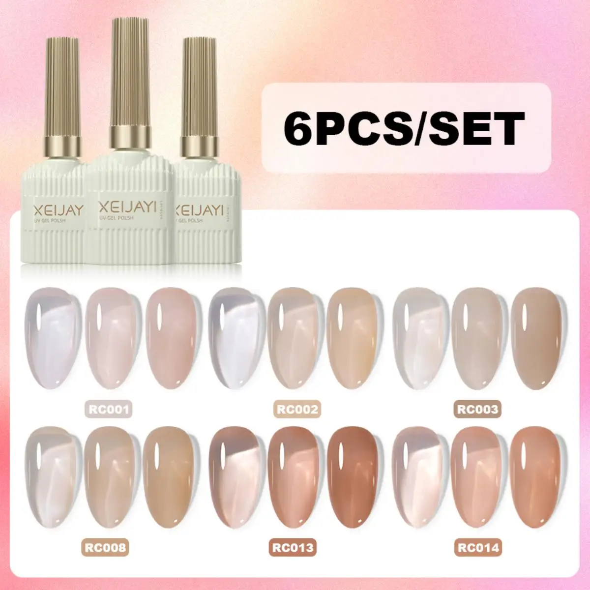 XEIJAYI 6Pcs 15Ml Nail Gel Polish Set Perfect For Soak Off Gel