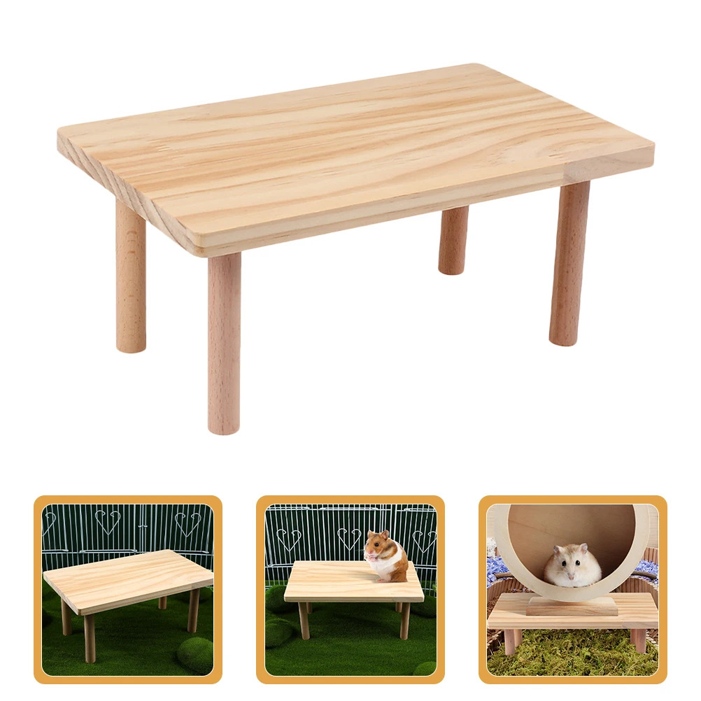

Hamster Platform Solid Wood Cage Accessories Durable Thickened Design Reusable Pet Climbing Toy Small Animal Furniture Wooden