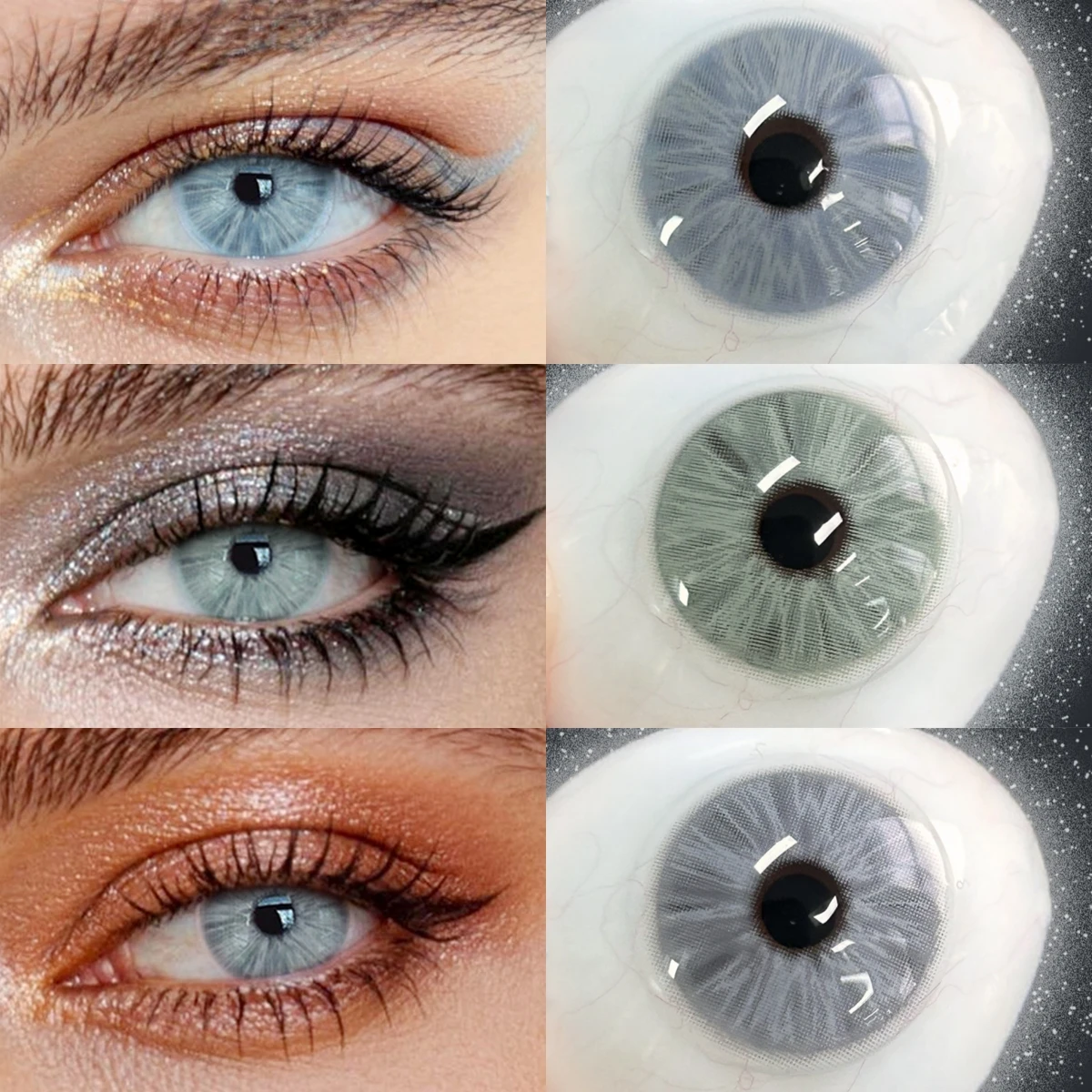 VISUASHOW Metcolor Blue Halbjährliche Farbige Kontaktlinsen mit Kleiner Pupillengröße, Natürliche Weiche Feuchtigkeitsspendende Kosmetische Linsen für Augenschönheit