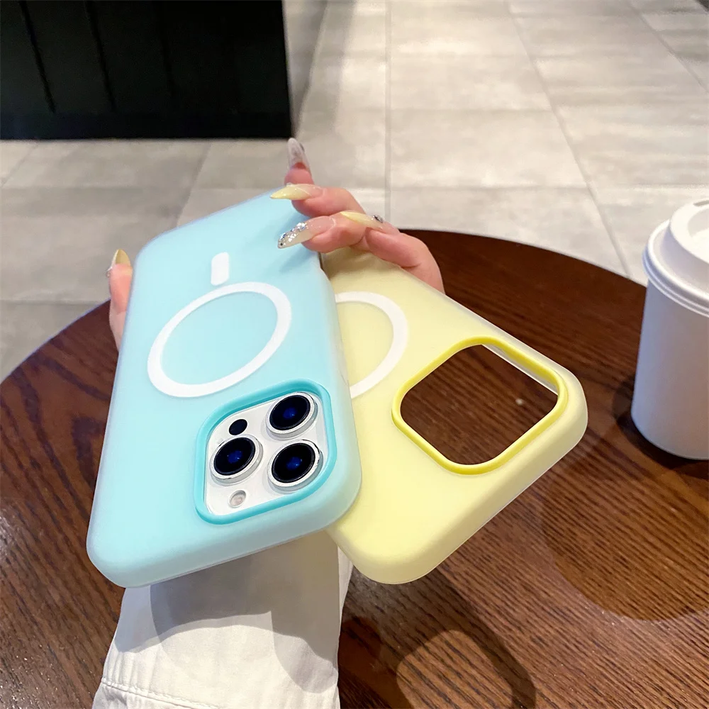 Luxury Candy Magsafe Wireless Charge Matte Case For iPhone 17Air 11 12 13 14 15 16 17 Pro Max Plus Magnetic Bumper Cases Cover