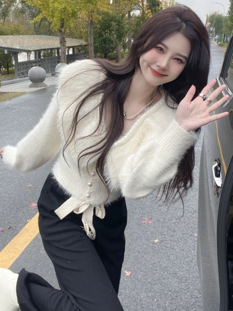 Swetry rozpinane damskie koreańskie Ins modne ubrania z dzianiny proste Hotsweet młode dziewczyny na cały mecz miękkie delikatne mniejszościowe szykowne jesienne