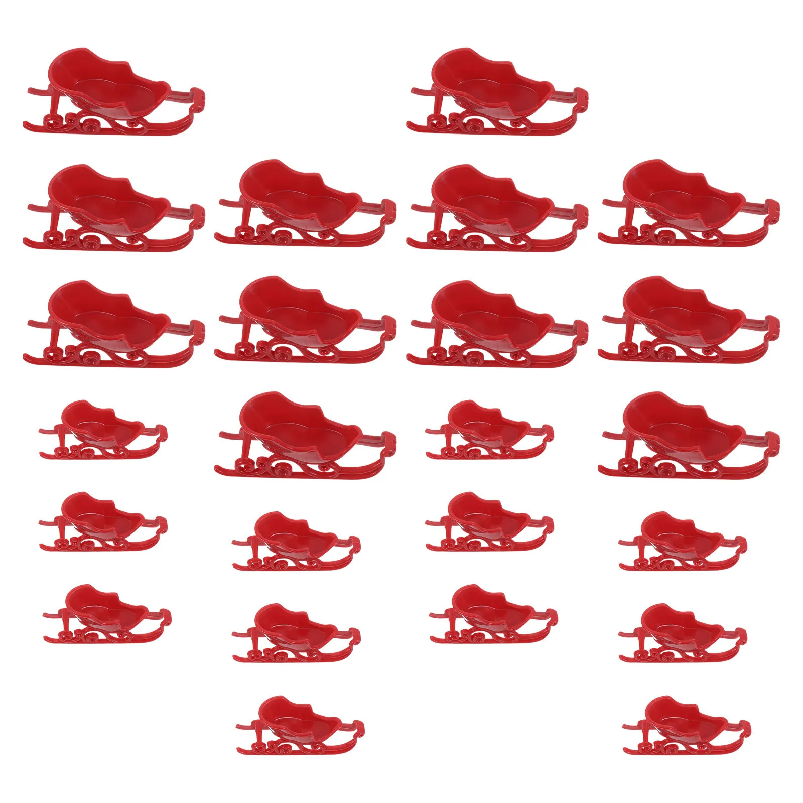 

24Pcs Christmas Decoration Sleigh Mini Red Desktop Decor for Holiday Centerpiece Snow Scene Ornament DIY Craft Kids Creative