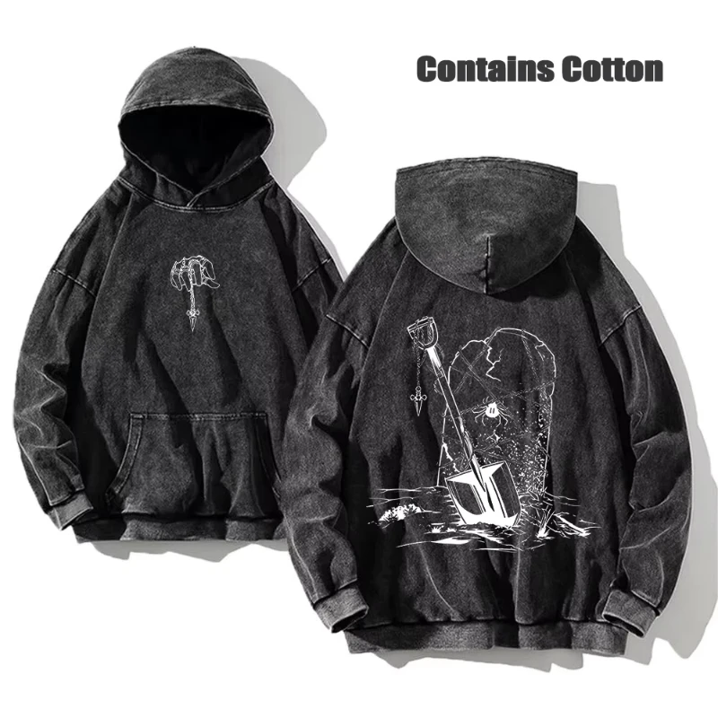 Anime Hunter X Hunter Washed Hoodies Manga Printed Hoodies for Men Harajuku Pull