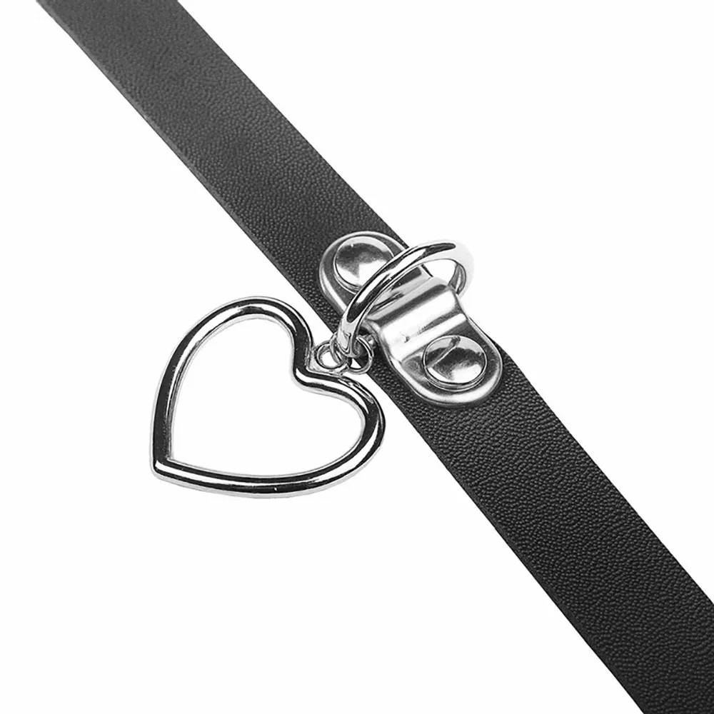 Gothic Leather Harajuku Trendy Sexy Vintage Heart Charm Women Punk Choker Necklace Gothic Collar Pendant Jewelry Gift