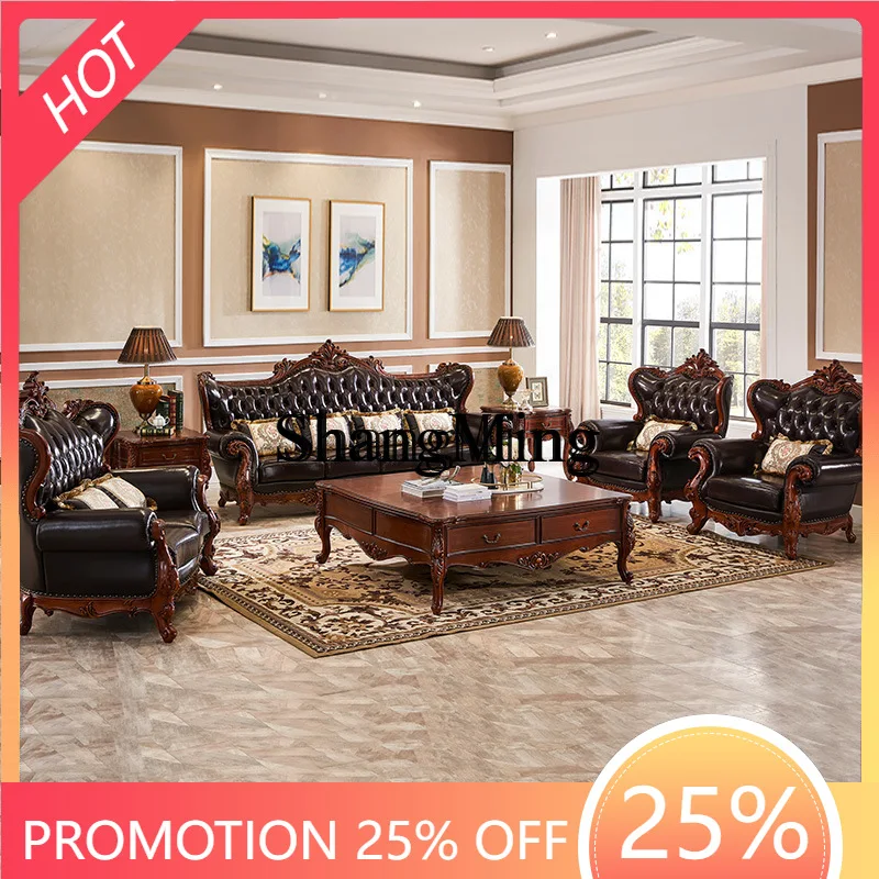 

CL solid wood square coffee table living room retro four tea table villa large apartment