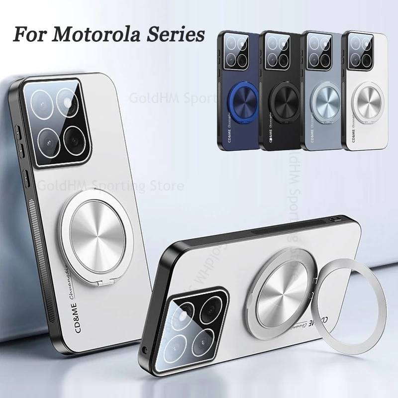 

Lens Film Protector Matte Phone Case For Motorola Edge 60 Pro 360° Ring Holder Bracket Tough Cover For Moto Edge 50 Neo 60S Pro