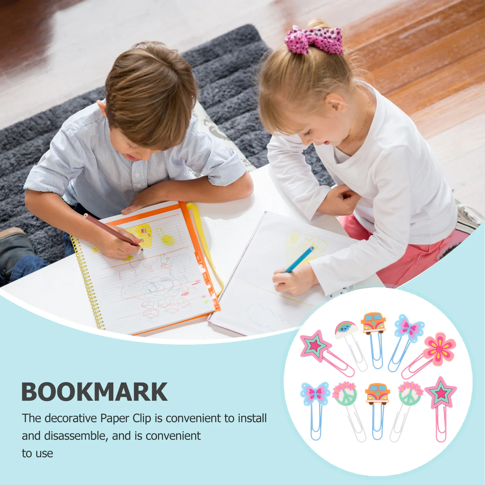 

10Pcs Cartoon Bookmarks Kawaii Paper Clips Exquisite File Document Clips Portable Office Supplies for Memos Notes Photos Daily