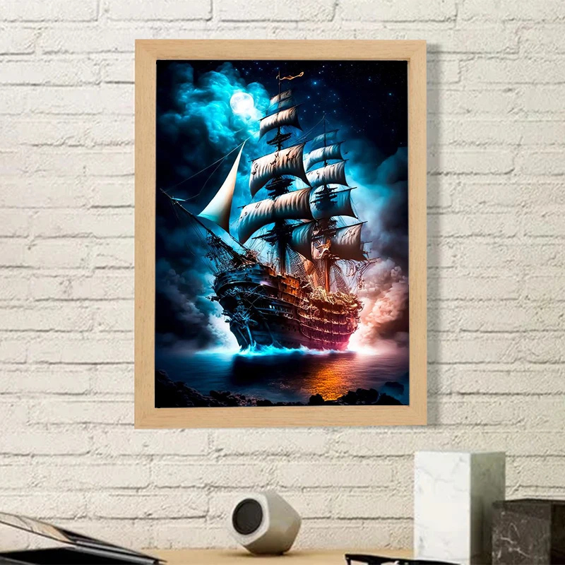 Black Sailing Decorative Paintings Pirate Ship Posters for Wall Decoration Painting Retro Vintage Skull Bar Home Decorations