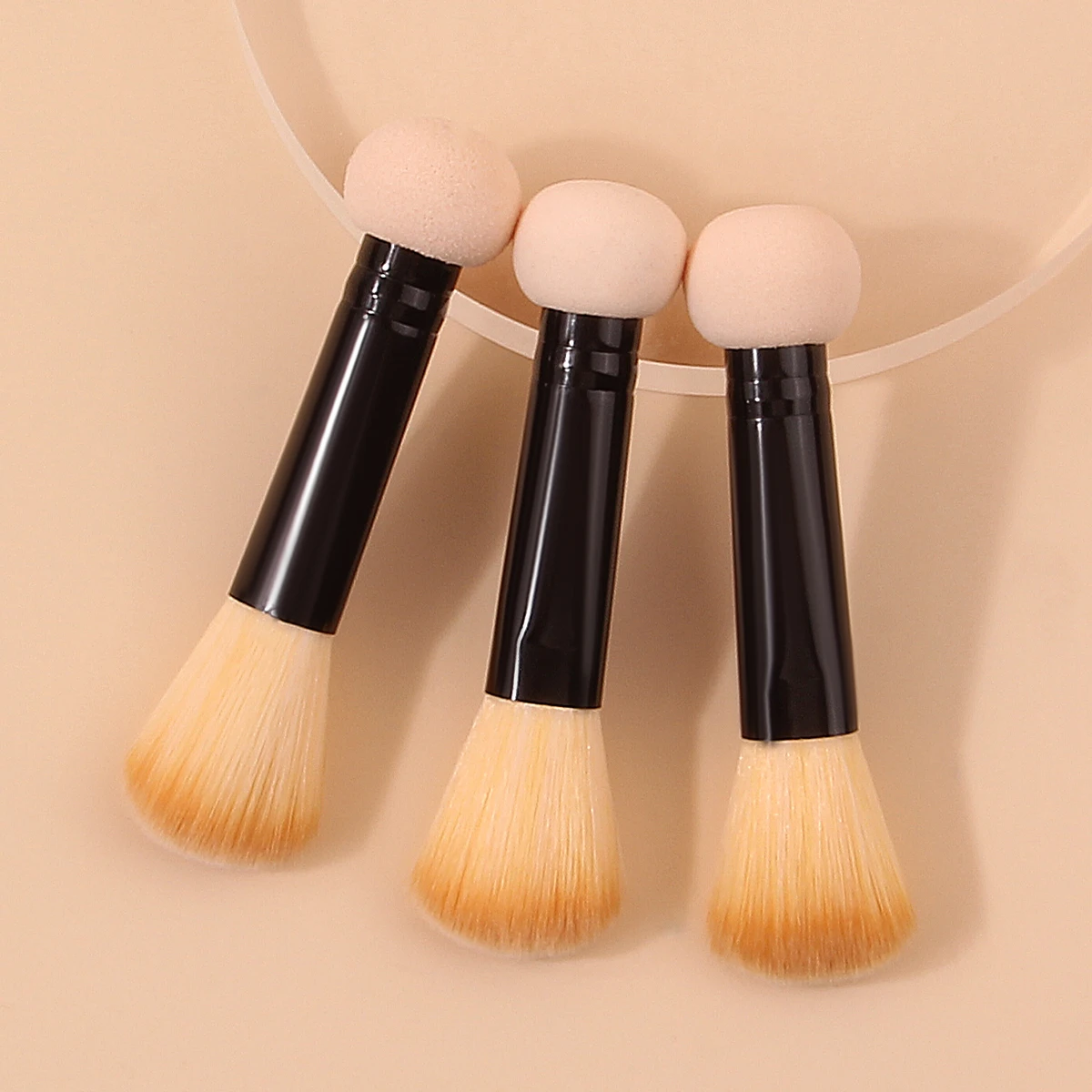 Pinceau de maquillage à double tête, 3 pièces, à la mode, pour plâtrage lâche, correcteur, conception de tête en éponge, outil de beauté multifonctionnel