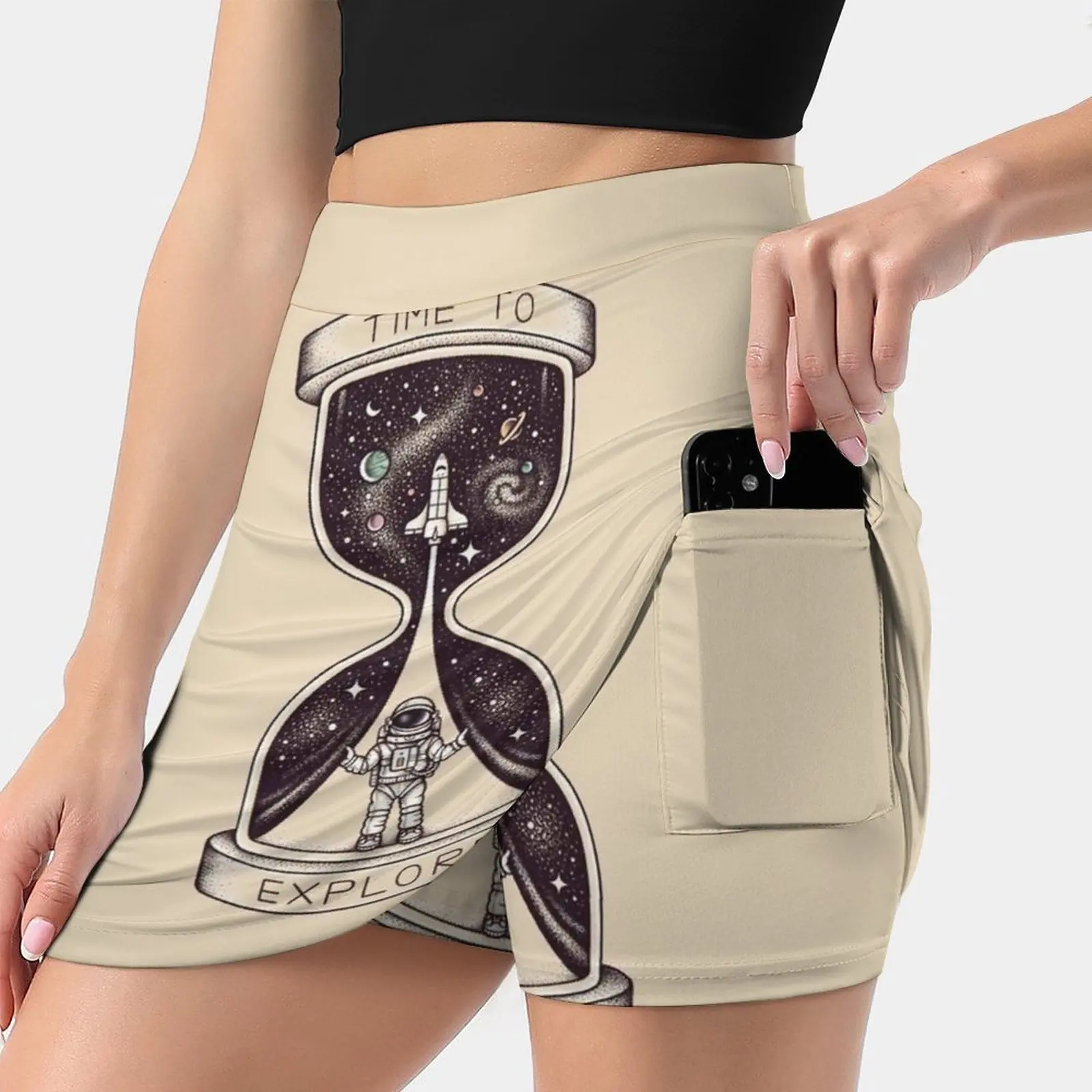 Time To Explore Women's skirt Y2K Summer Clothes 2022 Kpop Style Trouser Skirt With Pocket Astronaut Space Stars Galaxy Planets