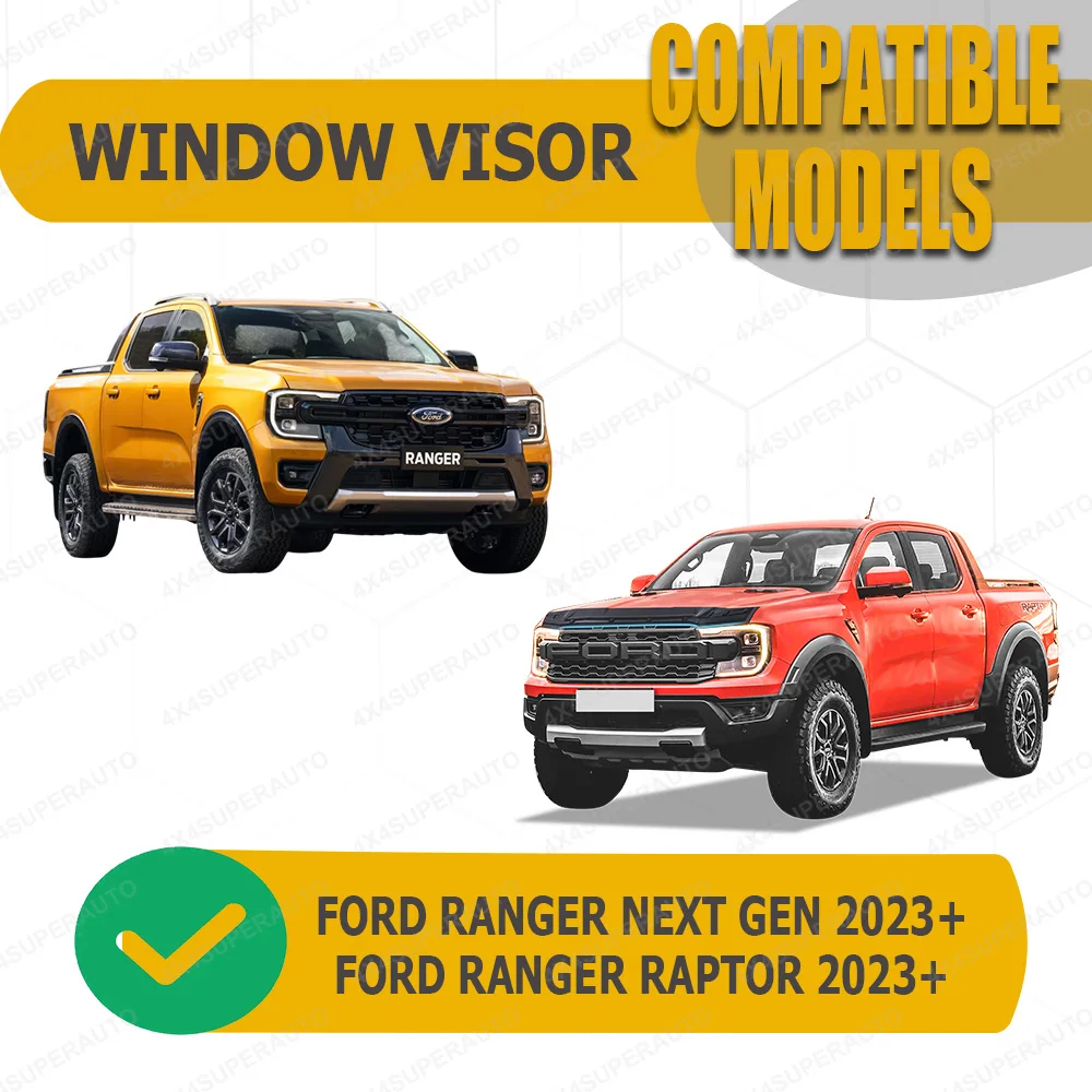 Window Deflectors for Ford Ranger Next Gen T9 2023-2026 Sun Rain Guard Window Visor Double Cab Weather Shield Car Accessories