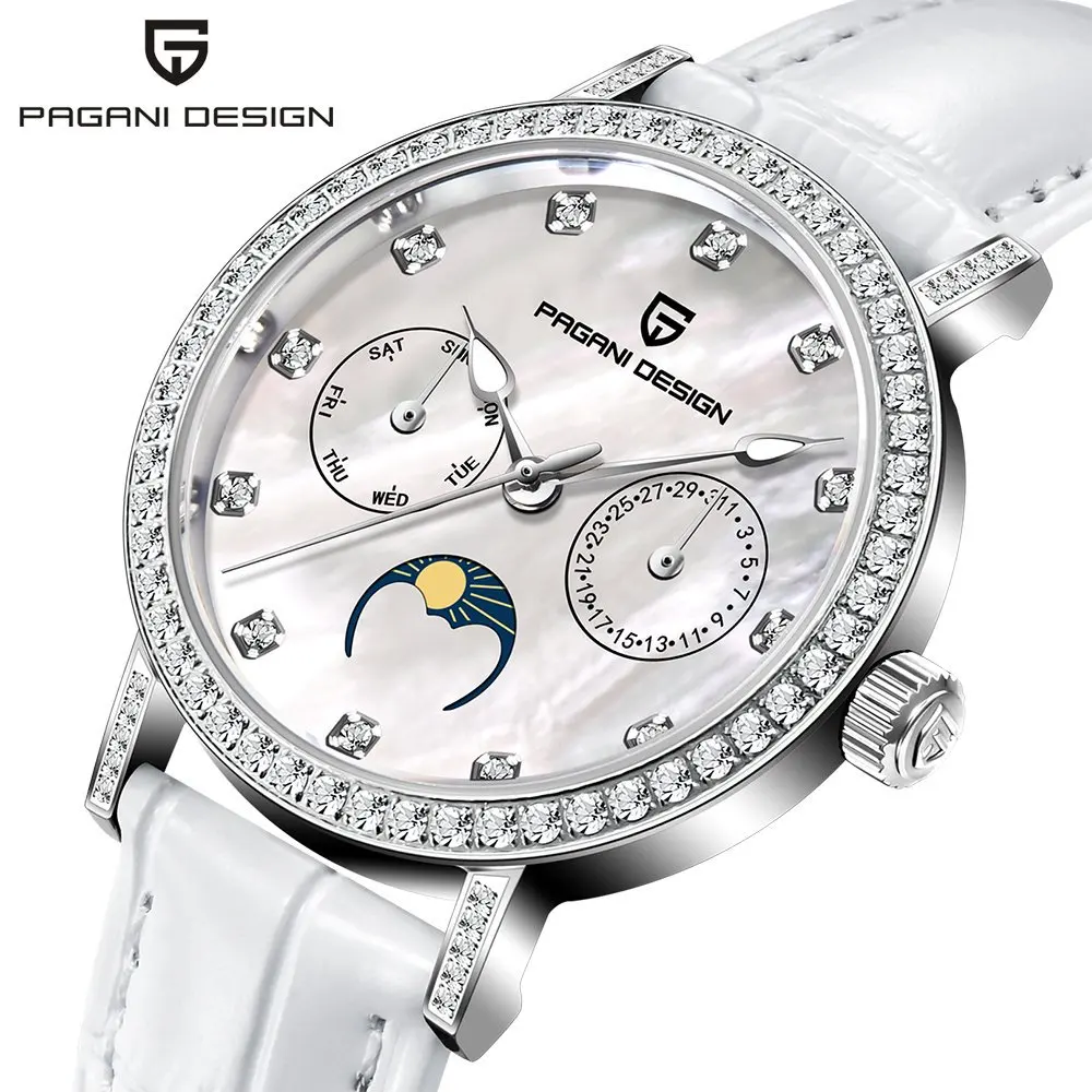 PAGANI DESIGN Brand 1789 Women's Quartz Watch Sapphire Crystal Leather Strap Top Luxury Women's Fashion Exquisite Clock Gift