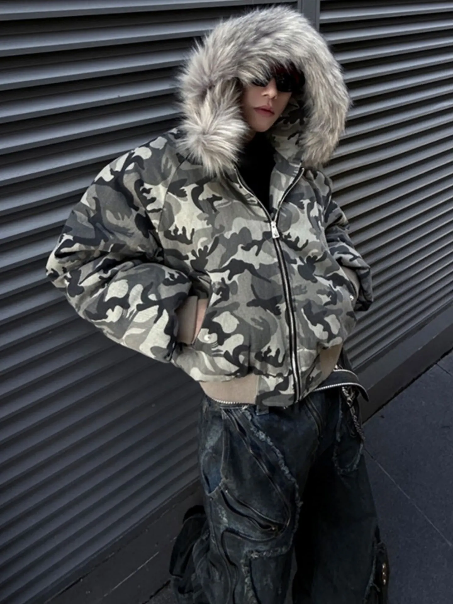 

Винтажная камуфляжная куртка Waed с капюшоном и меховым воротником, утепленное зимнее пальто для подростков, повседневное теплое пальто с хлопковой подкладкой