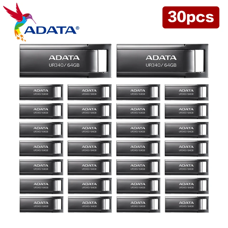 30PCS Wholesale ADATA ROYAL UR340 USB Flash Drive USB 3.2 Pen Drive 32GB 64GB Metal Pendrive Original Storage U Disk for PC