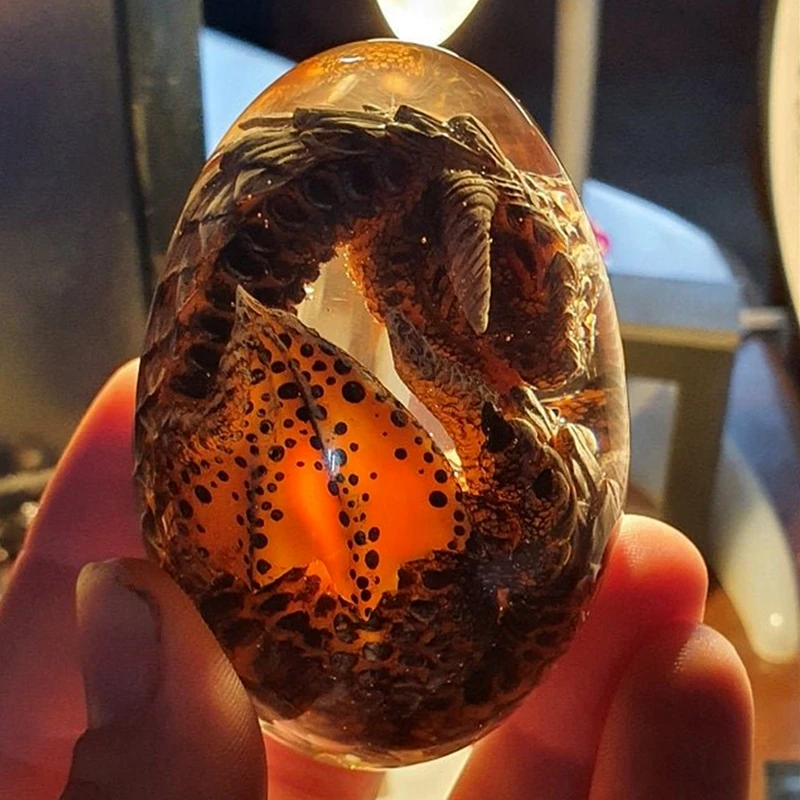 Lava Dragon Egg Resin Statue Ornamental Dinosaur Eggs Sculpture Crystal Gemstone Souvenir Home Decor Collection Kid Gift Toys