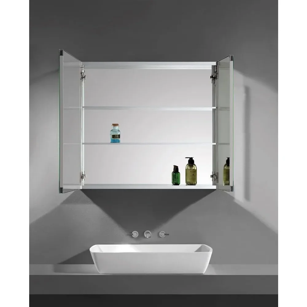 Aluminum Bathroom Medicine Cabinet with Mirror Door, 36