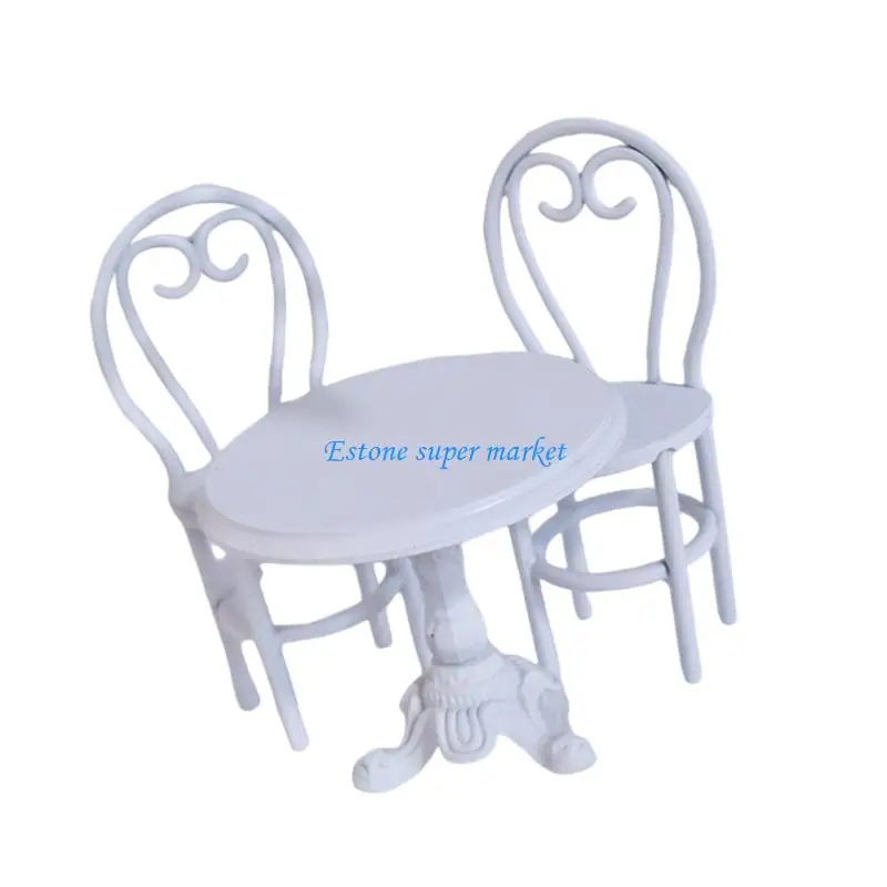 090B Nordic Metal Kids Pretend Play Kitchen Set Miniature Dining Table Chair Playset For Imaginative Creative Development view 3