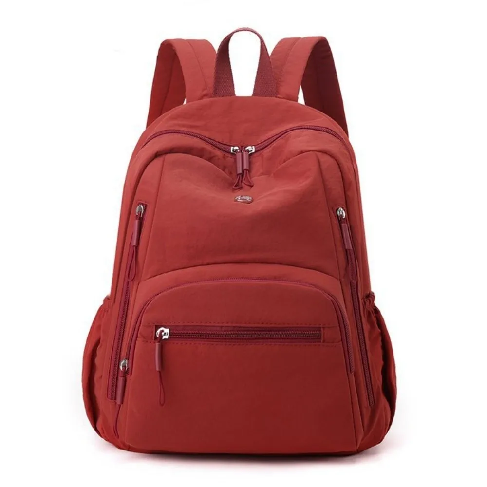 Casual Large Capacity Nylon School Bag Lightweight Durable Travel Backpack Solid Color Waterproof Laptop Daypack Camping