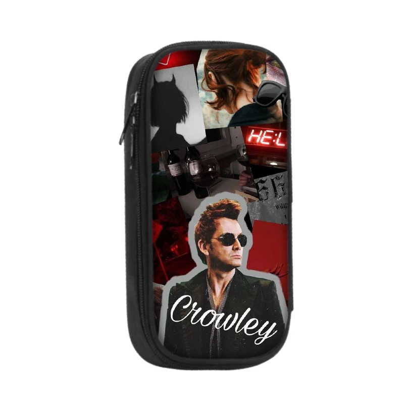 Good Omens Demon Crowley Devil TV Show Gel Pen Fashion Stationery Set Pencil Cases Canvas Cosmetic Bag Caneta School Supplies