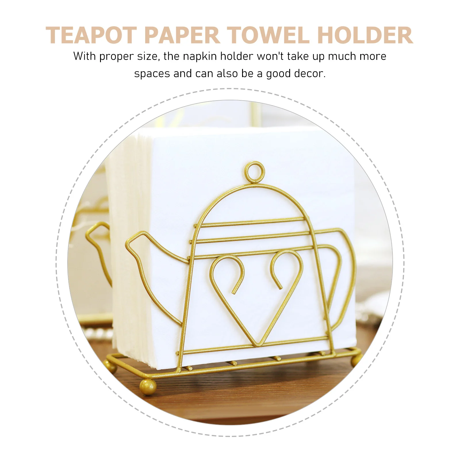 

Teapot Style Tissue Holder Iron Decorative Napkin Stand Kitchen Dining Room Paper Towel Dispenser Tabletop Metal Napkin Holder