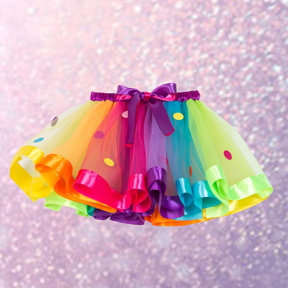 

Rainbow Princess Dress Net Skirt Summer Tulle Tutu Midiskirt for Kids Girl Child