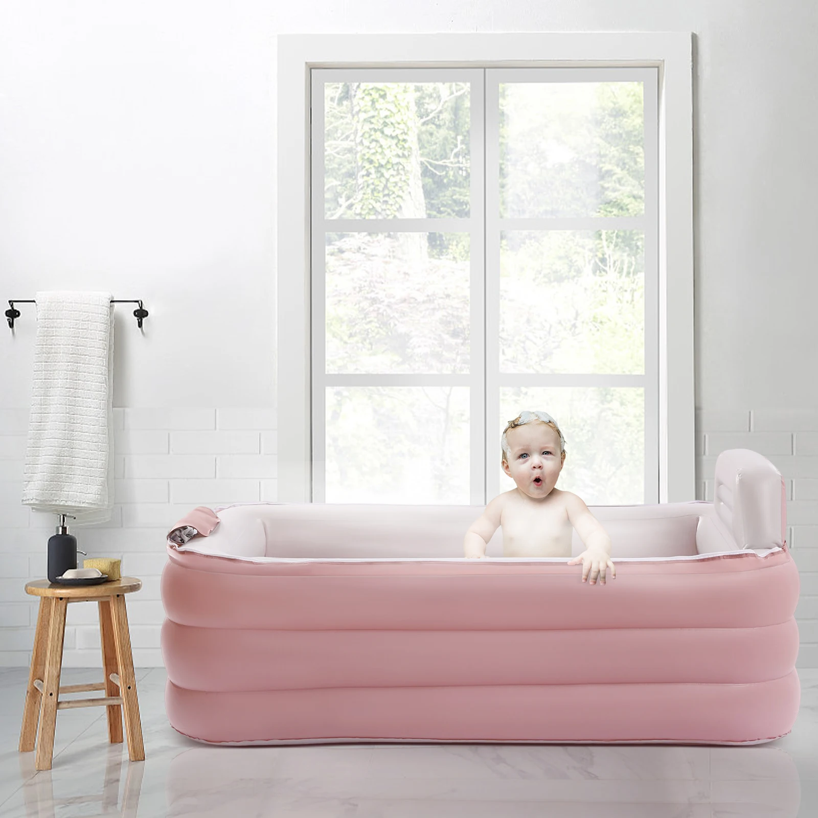 Inflatable Bath Tub Portable Blow-up Bathtub Foldable SPA Tub Ice Tub for Adults with Air Pump