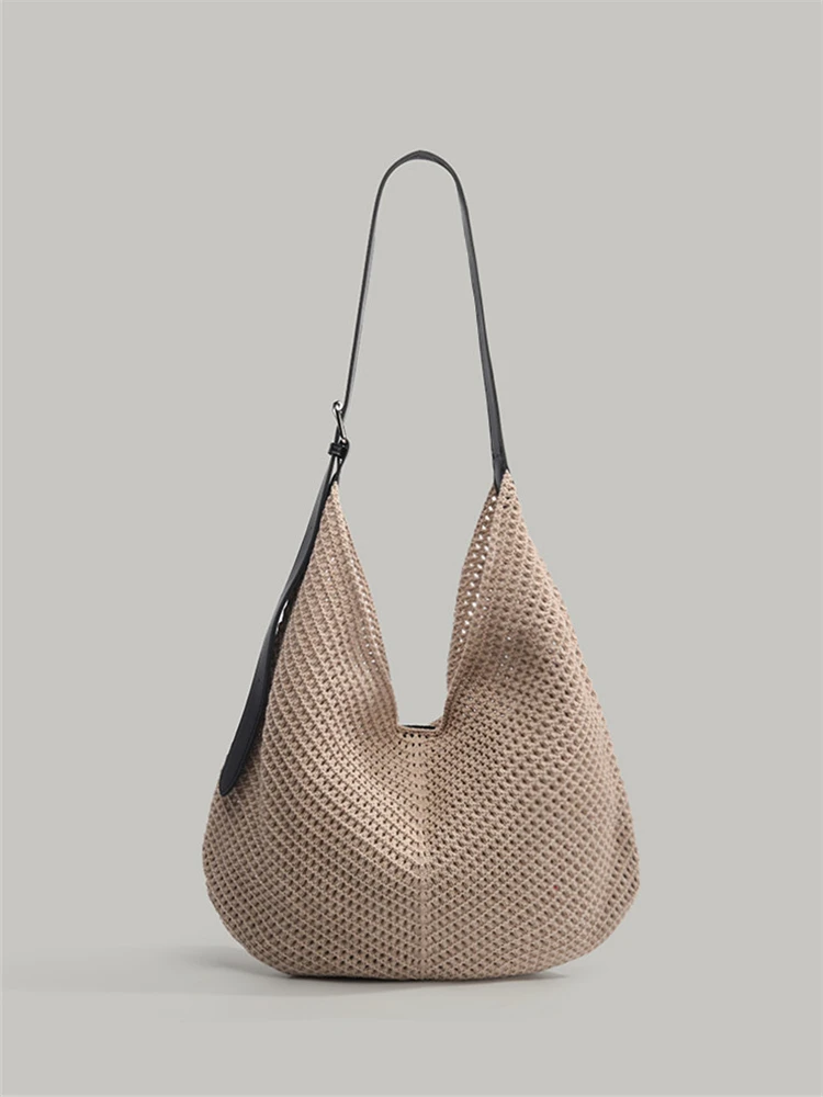 

Handwoven Large Capaci Tote Bag Hollow out oulder Bag Beach Vaion Bag Briti Sle Casual Dumpling ape Pure Color