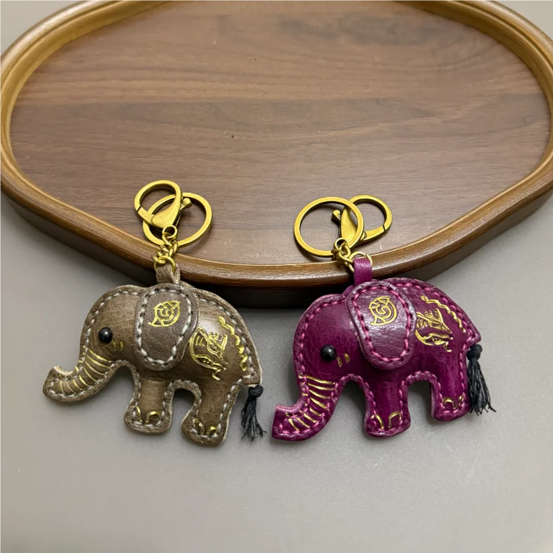 Trendy Elephant Bag Charm Cow Leather Alloy Pendant Multicolor Fashion Jewelry For Necklace Keychain Party Gift Accessory