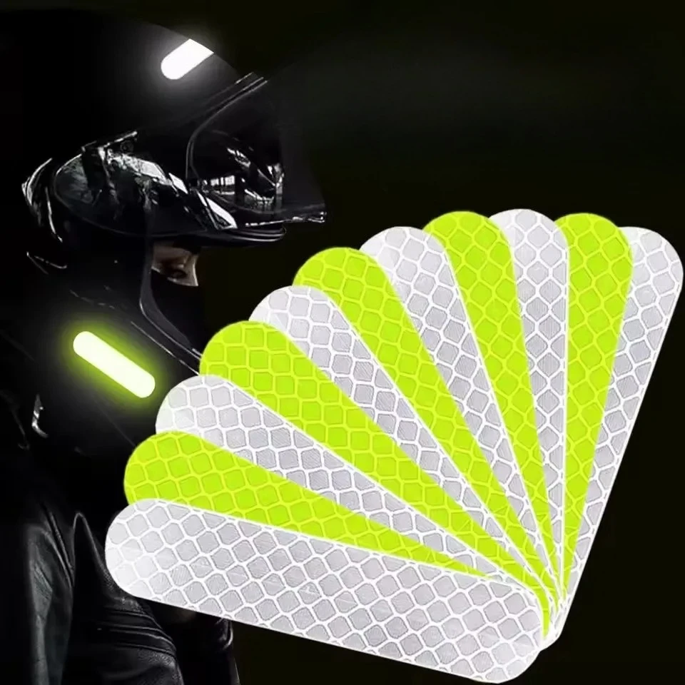 

10PCS Night Reflective Strip Warning Stickers Waterproof High Visibility Reflector Tape for Car Motorcycle Helmet Bicycle