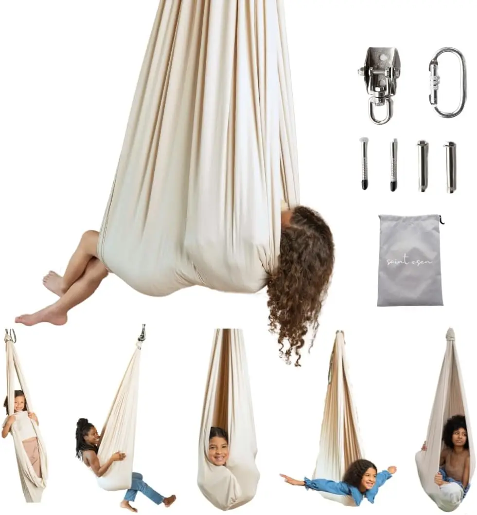 

Kids Sensory Swing Indoor & Outdoor, 360° Swivel, Double-Layer Soft Fabric for Autism Therapy, Supports Up to 200 Lbs