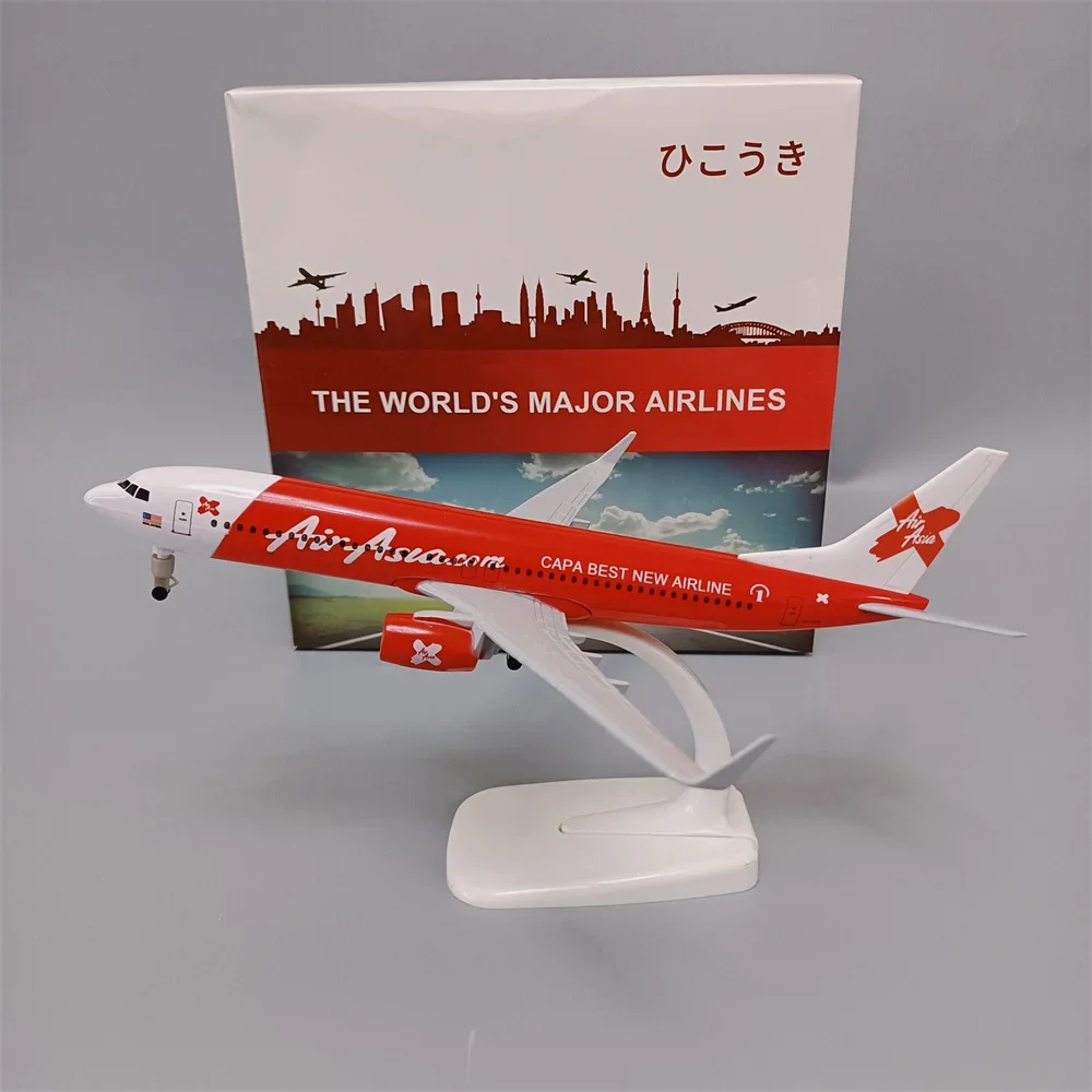 20cm Red Air Asia Airlines Boeing 737 B737 Airways Alloy Metal Airplane Model Diecast Air Plane Model w Wheels Aircraft