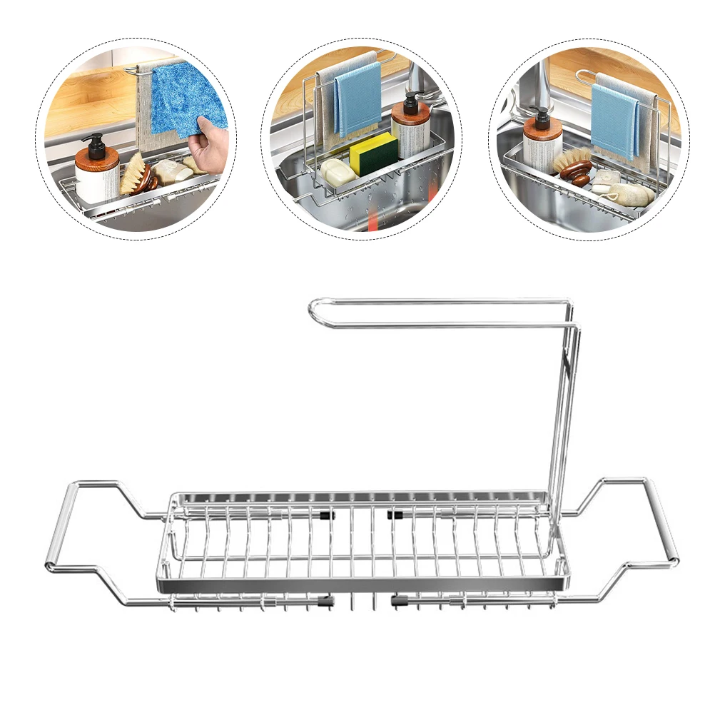 

Stainless Steel Drainer Rack Kitchen Sponge St Towel Shelf Multi function Household ganizer Safe Water Drainage Storage Tool