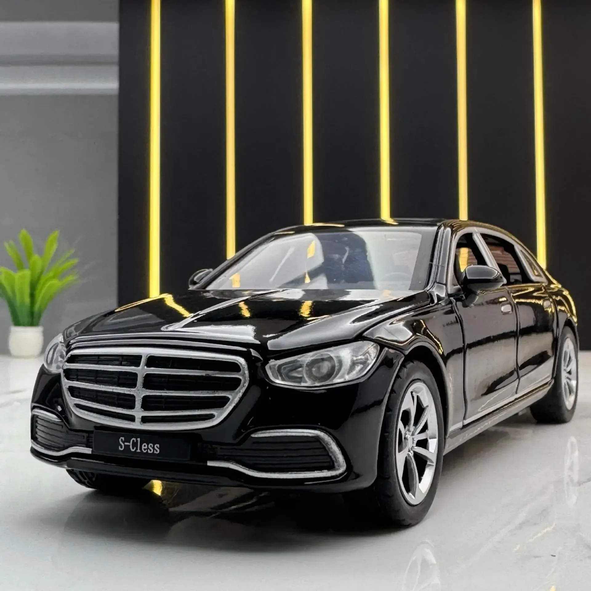 Voiture l'inventaire Mercedes-Benz S400L en alliage métallique moulé sous pression, modèle haute simulation, son et lumière, collection de jouets pour enfants, cadeaux, 1:32