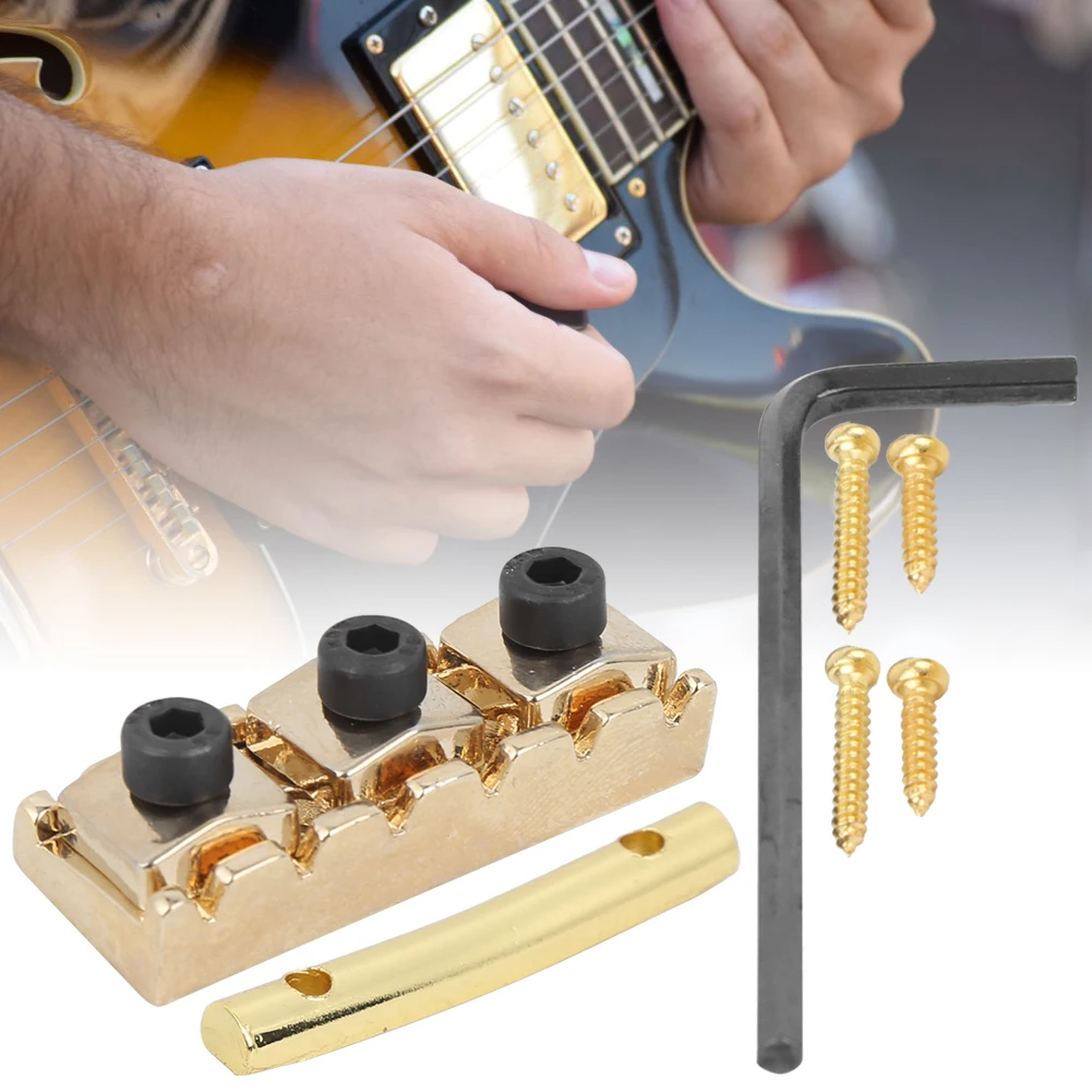 Tuerca de Bloqueo de Cuerdas para Guitarra Eléctrica con Barra Retenedora de Cuerdas para Clavijero, Tornillo y Llave Hexagonal, Sistema de Bloqueo de Cuerdas de Repuesto para Guitarra