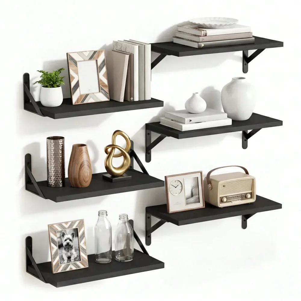 

6 шт. 16,5-дюймовых настенных полок, книжные полки, декор для стен, настенные полки в стиле фермерского дома для спальни, хранения в ванной, гостиной