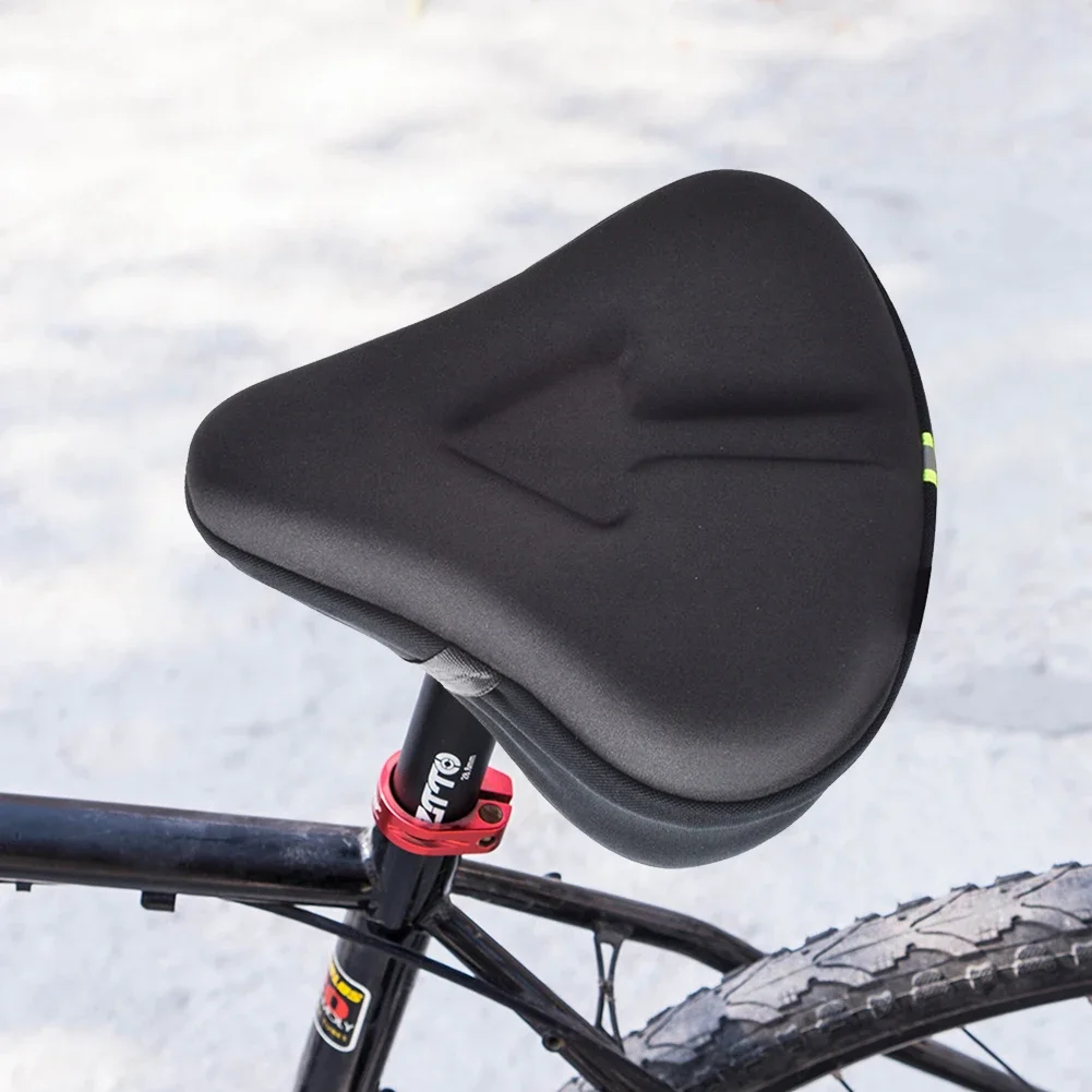 Large Silicon Gel Padded Bike Seat Cover Shock Absorption Thickened Sponge Cushion Reflective Comfortable Bicycle Saddles Mat