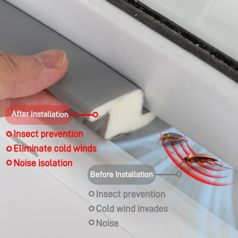Z-shaped Window Sealing Strip for Plastic Steel Sliding Windows, Windproof Soundproof Acoustic Foam Filling Strip, Soundproof