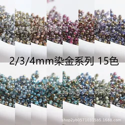 2/3/4mm super excellent dyed gold series halfgold gradient seven colored glass rice beads handmadeDIY bracelet necklace earrings