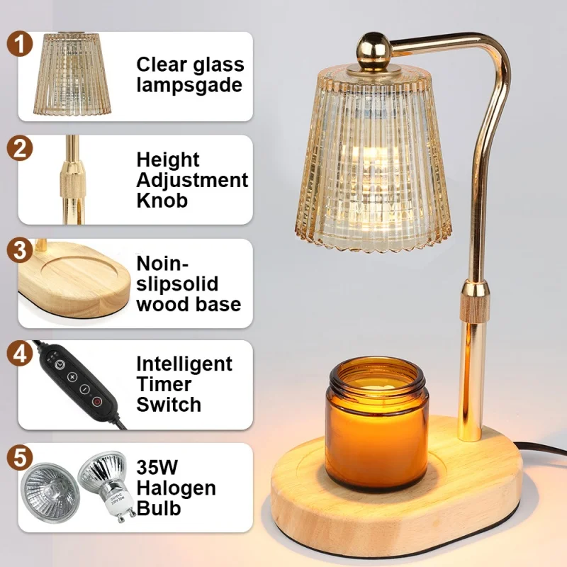 Candle Warmer Lamp Dimmable/ Timer Function, Candle Melt Warmer Light   Aromatherapy Melting Wax Night Light Romantic Table Lamp