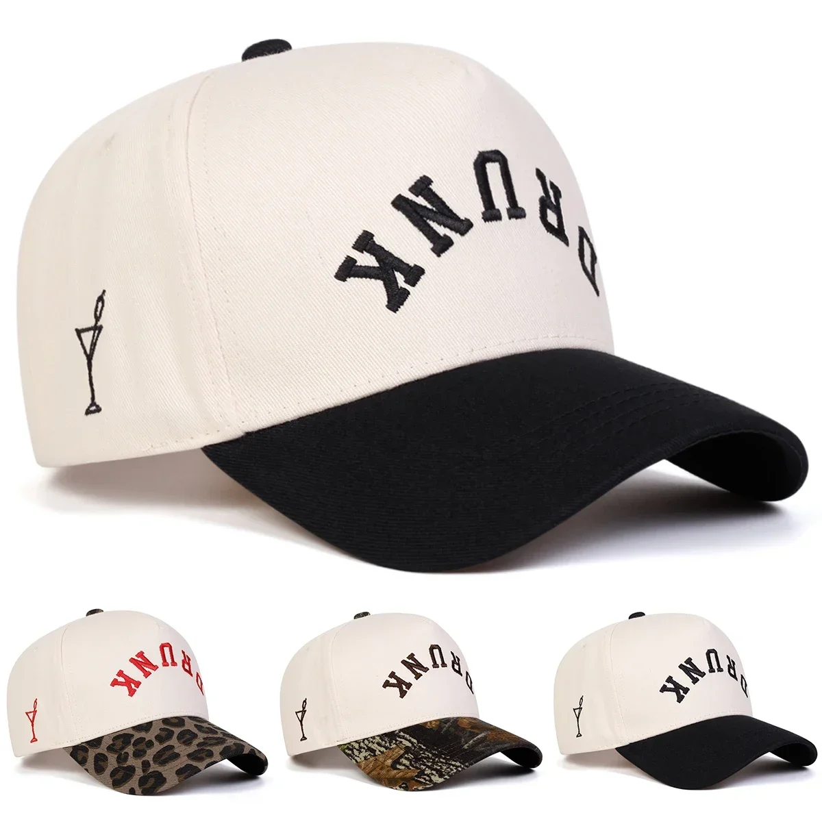 Unisex DRUNK Baseballkappen mit Buchstabenstickerei, Frühling und Herbst, verstellbare Freizeithüte für den Außenbereich, Sonnenschutzhut, Sportkappe