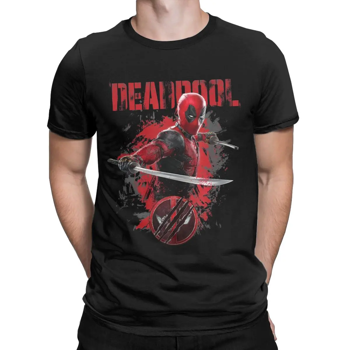 Men T-Shirts Deadpool & Wolverine Red Stamp Hero Funny Cotton Tees Short Sleeve T Shirts Crewneck merchandise 4XL 5XL