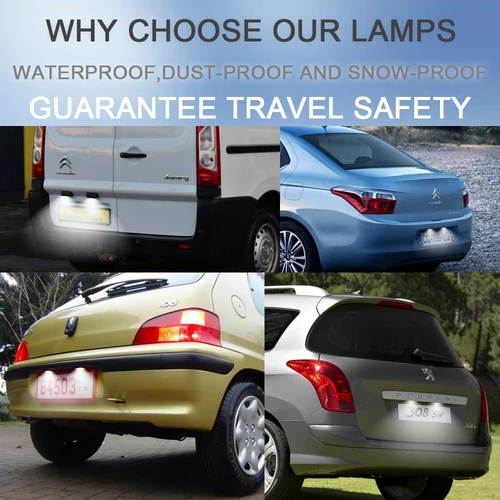 Imagen 2 del producto Luces LED blancas para matrícula, Error libre para Citroen Berlingo C2 C3 C4 Picasso C5 C6 C8 DS3 DS5 c-elysee Jumpy, 2 uds.