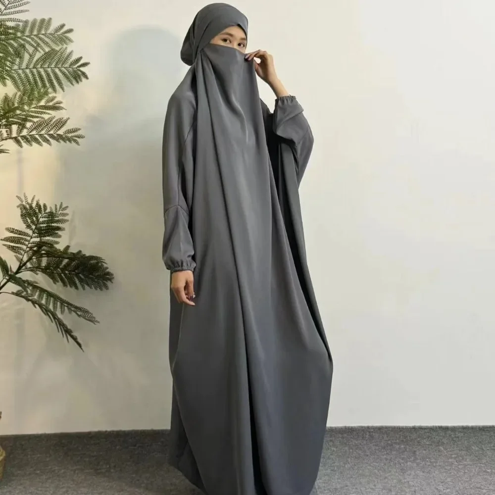 

Muslim Abayas Kaftan Hooded Smocking Sleeve One-piece Prayer Ramadan Hijab Dress Islamic Women's Clothing Women Abaya Jilbab