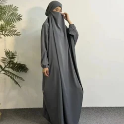 Muslim Abayas Kaftan Hooded Smocking Sleeve One-piece Prayer Ramadan Hijab Dress Islamic Women's Clothing Women Abaya Jilbab